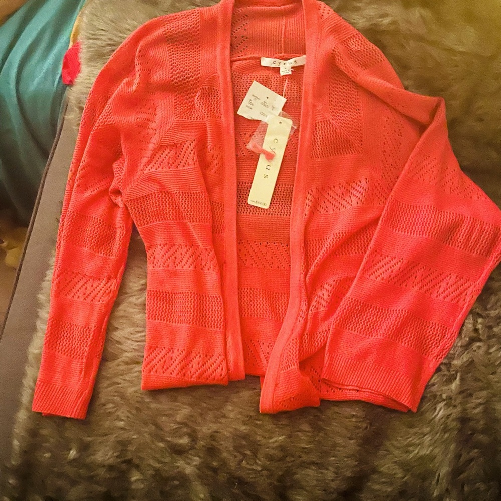 Large coral cardigan